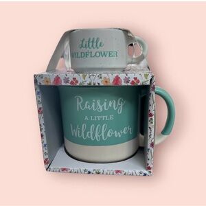 "Raising a Little Wildflower" Mint Green Ceramic Mug Set of 2, MSRP $30‎